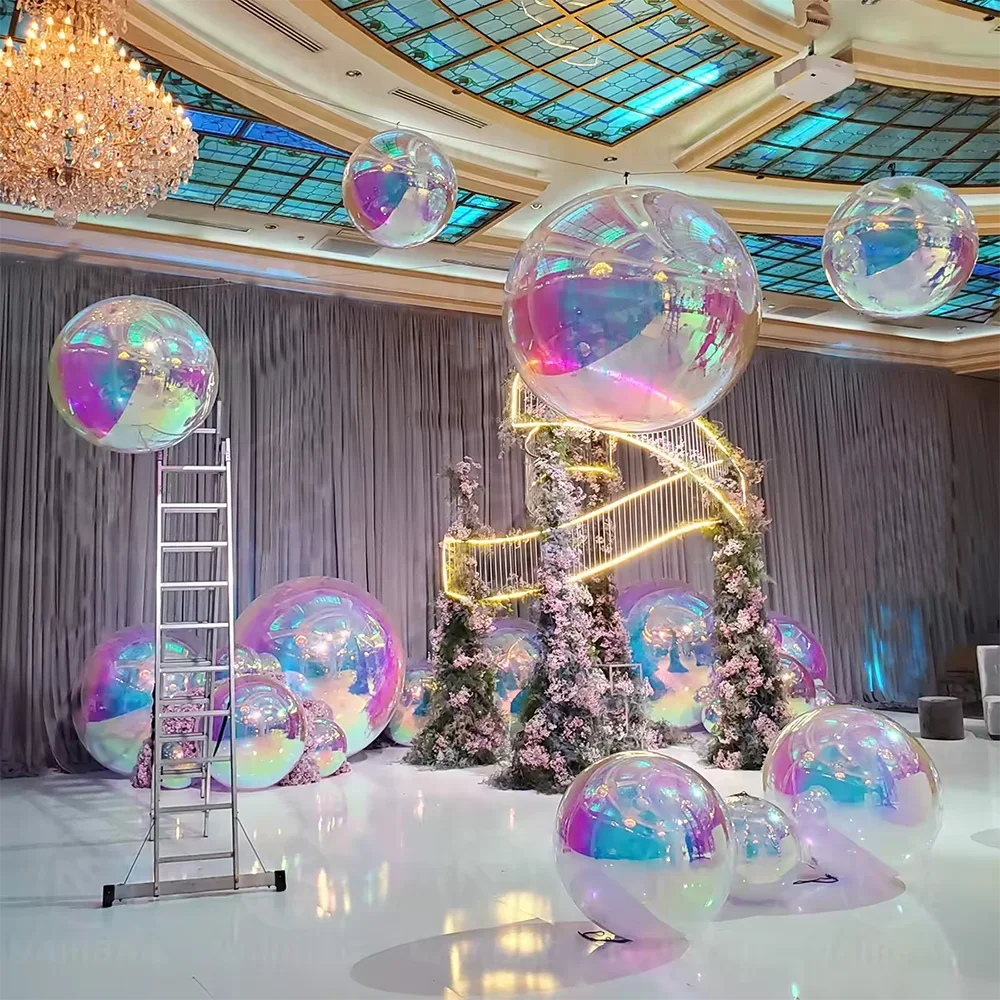 Hanging Inflatable Mirror Ball Sphere Giant Mirror Balloon For Decoration Sealed Gold Silver Blow Up Outdoor Toys