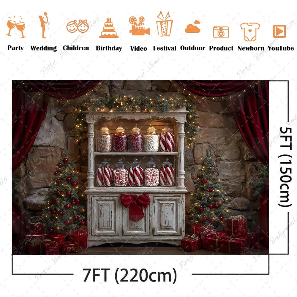 خلفية مطبخ عيد الميلاد للتصوير الفوتوغرافي، ديكور خزانة قصب الحلوى للأطفال، خلفية صورة لدعائم استوديو الصور