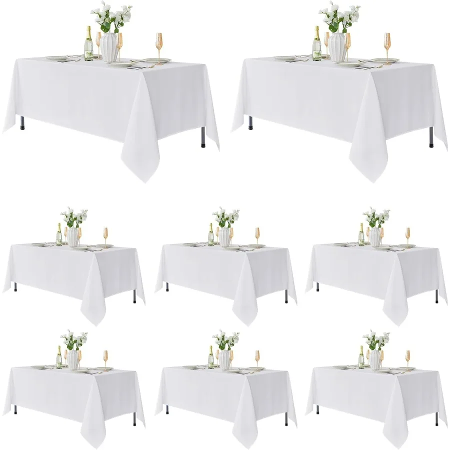 

8 Pack Table Cloth Rectangle Table: Stain and Wrinkle Resistant Tablecloth Rectangular, Washable Polyester Tablecloths for Weddi