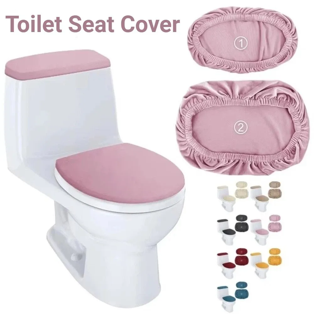 2Pcs/Set Solid Color Toilet Seat Cover Thickened Soft Touch Toilet Lid Cover Washable Split WC Cover Hotel Bathroom
