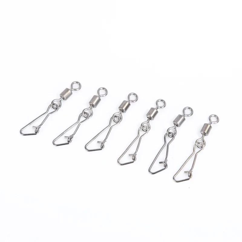 

XIAOSHU 10-50PCS Pike Fishing Accessories Connector Pin Bearing Rolling Swivel Stainless Steel Snap Fishhook Lure Swivels Tackle