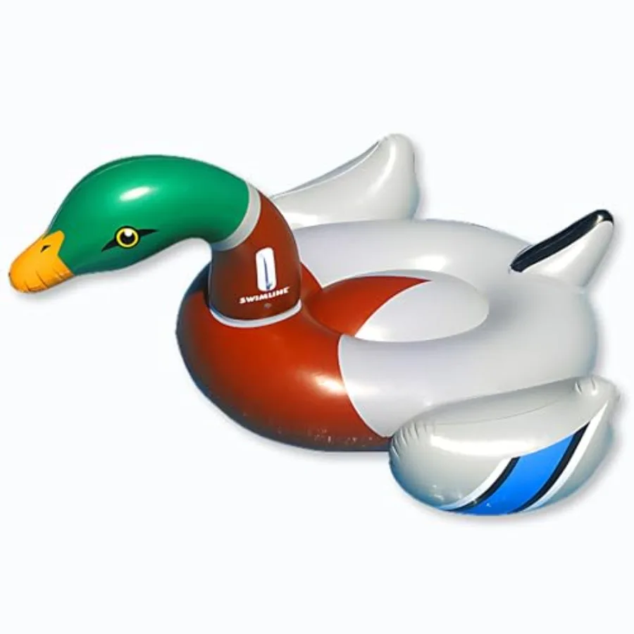 

Original 90703 Inflatable Decoy Duck Pool Float with Stable Legs Wings Fun Ride-On Raft in Blue for Parties Relaxation