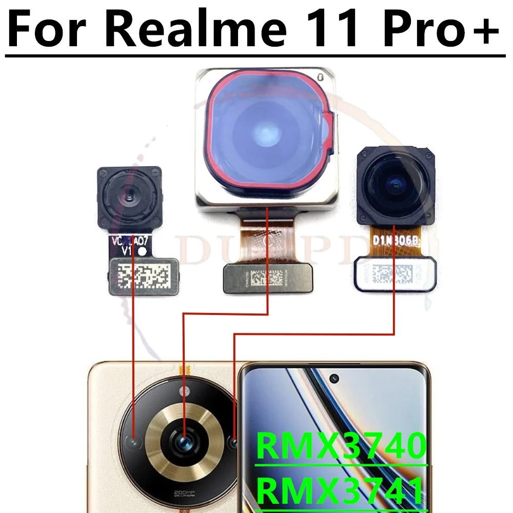 Rear Camera For Realme 11 Pro+Plus RMX3740, RMX3741 Original Mian Back Front Selfie Camera Module Flex Cable Parts Repair Parts