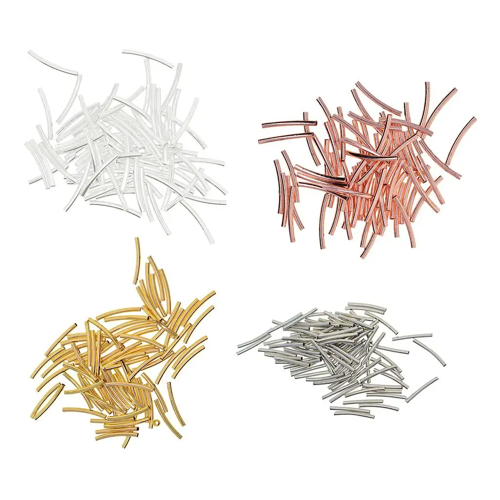 50x craftsmanship components bend tube pearls wind bell tube pearls - silver,