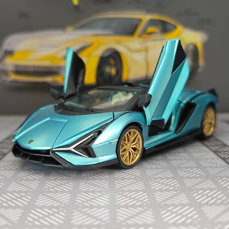 

Модель раллийного автомобиля Lamborghini Asian из сплава, масштаб 1:32, симуляция суперкара, декоративная модель кабриолета, коллекционная, двери открываются.