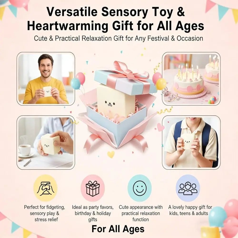 

Portable Ultra Soft Tofu Squeeze Moldable Slow Rising Fidget Seal Expression Square Stress Relief &Adult