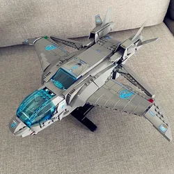 Marvel Avengers Quinjet Fighter SpaceShip Ironman Thor Loki Captain Model Toys Figure Boys Building Blocks Bricks Gift