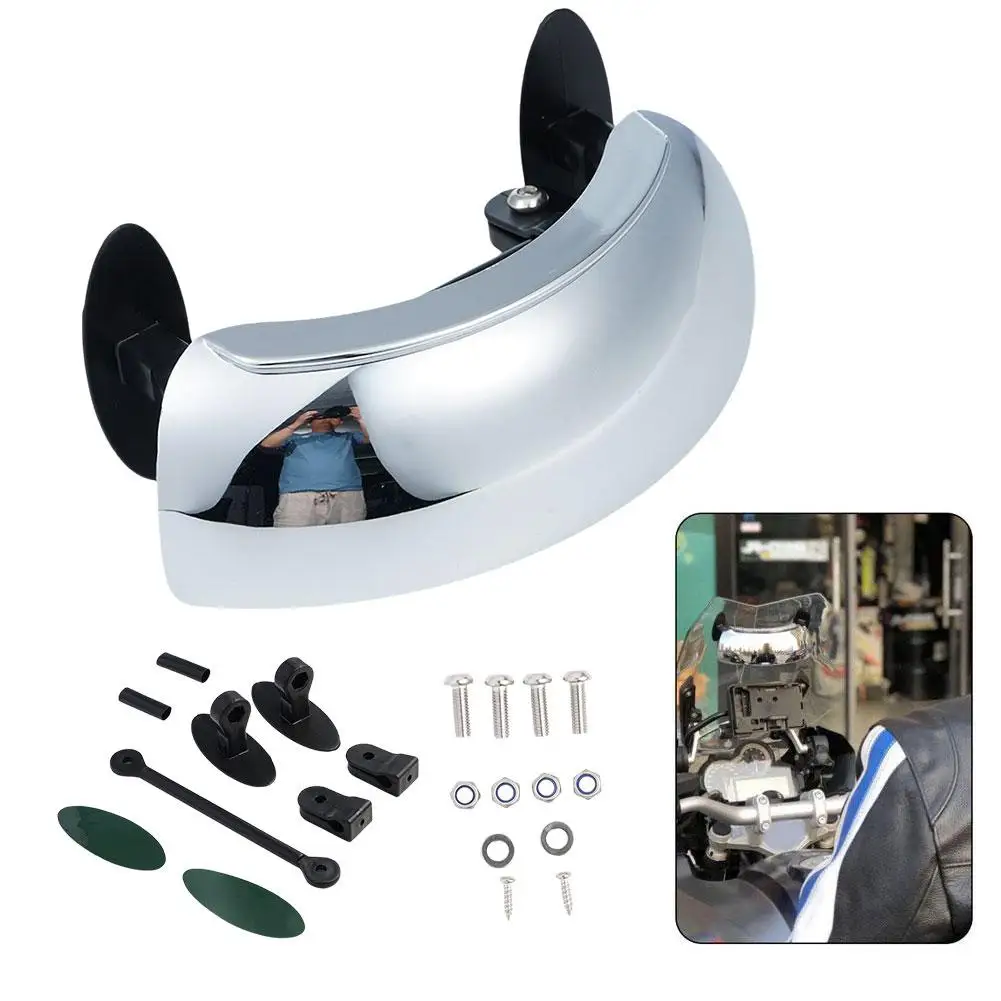 Motorcycle Rearview Mirror,180 Degree Mirror Wide Angle Rearview Mirrors,180 Ultra Wide Angle Central Windscreen Mount Universal