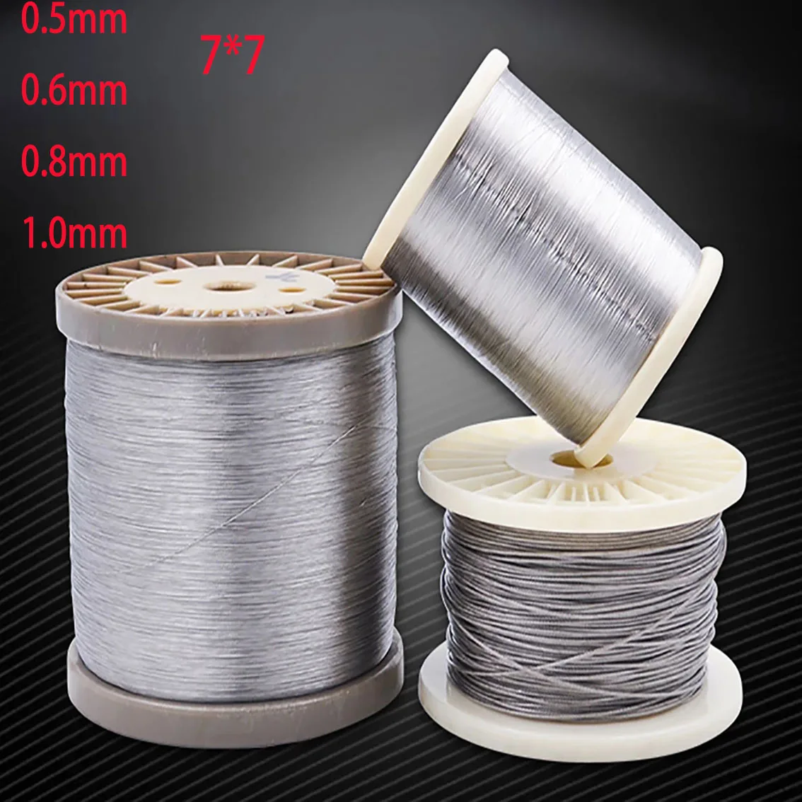 Corde de pêche souple et fine, structure 7x7, mât de drapeau, câble métallique en acier inoxydable 304, spécification 0.5mm, 0.6mm, 0.8mm, 1.0mm