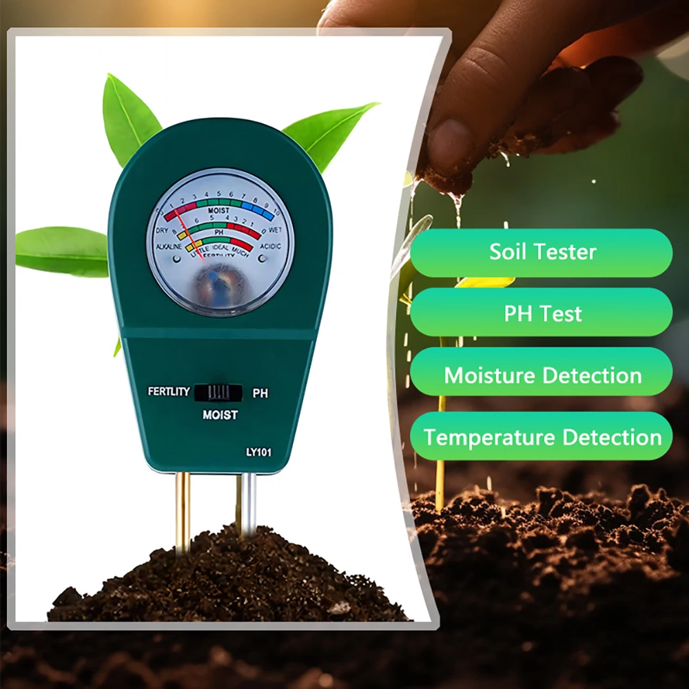 3 In1 Soil PH Tester Fertility Humidity PH Meters Test Tool Pointer Type Detector Garden Planting Maintenance Soil Testing Tools