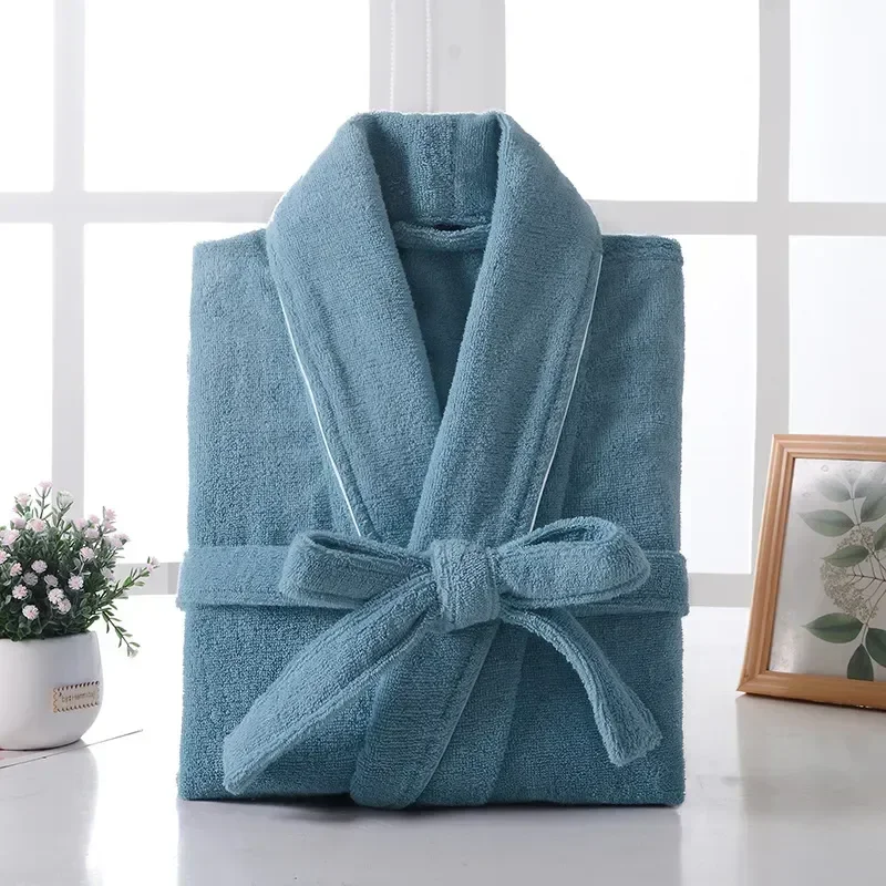 

Sleepwear Dressing Long Waffle Bathrobe Robe Cotton Bath Men Absorbent Gown Lightweight 100% Terry Women Thick Towel