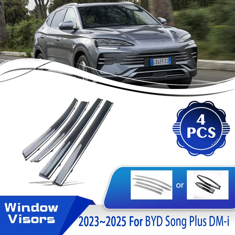 

Для BYD Song Plus DM-i Seal U Sealion 6 2023 2024 2025 Автомобильные козырьки для окон, ветрозащитный козырек от дождя, дефлектор, навесы, аксессуары