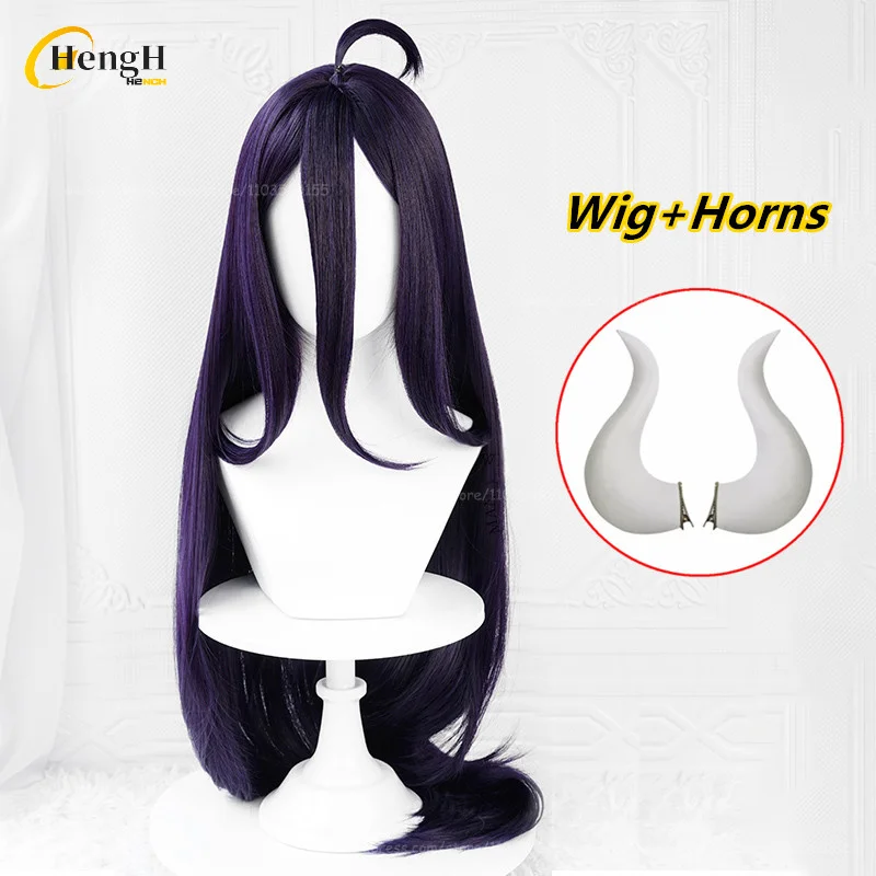 Anime Albedo Synthetic Wig, Long Dark Purple Cosplay