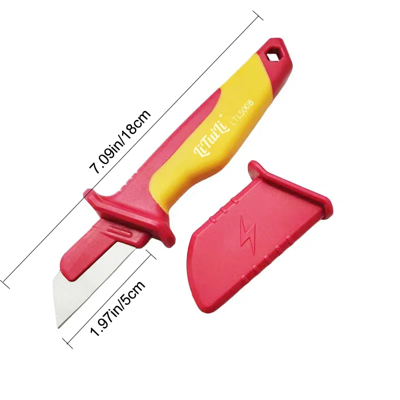 LiTuiLi Electrician Knife Insulated Cable Stripping Snips Straight Curved Hook Fixed Blade Wire Stripper Peeling Hand Tool