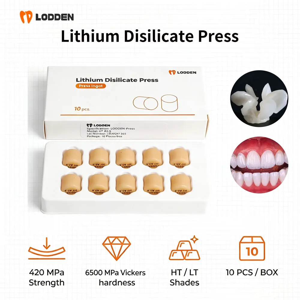 LODDEN Press Glass Ceramic Ingots Dental Disilicate Lithium Block 5 Pieces Pressing for Ultra-thin Veneer HT/LT A1-BL4