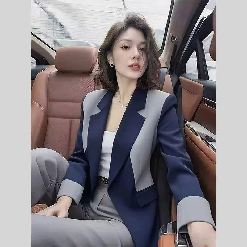 

New Spring Autumn Blazer Women Coat Korean Fashion Office Contrast Blazer Female Long Sleeved Suit Tops Female Jacket Outerwear