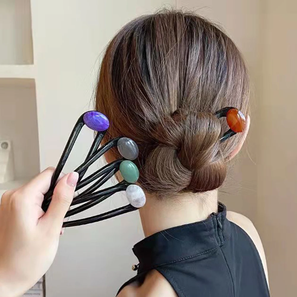 Mode U-Förmigen Haarnadel Haar Gabel Trendy Acryl Haar Sticks Material Haar Clip Frauen Mädchen Retro Schmuck Kopfbedeckungen zubehör