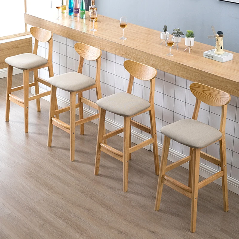 Lounge Minimalist Bar Chair Wooden Barstool Kitchen Island Waiting Bar Stool Cushions European Sgabello Cucina Alto Furniture