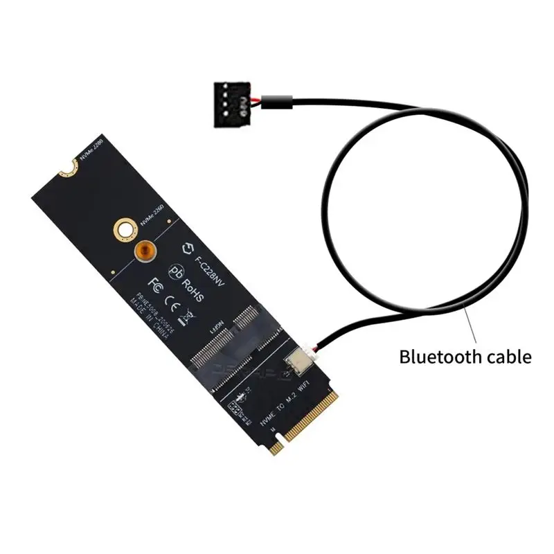 M.2 To Nvme Wifi Card NGFF M.2 A+E Key To Nvme PCI Express SSD Port Converter Adapter F-For AX200 AX210 8265 7260AC Card-A32R