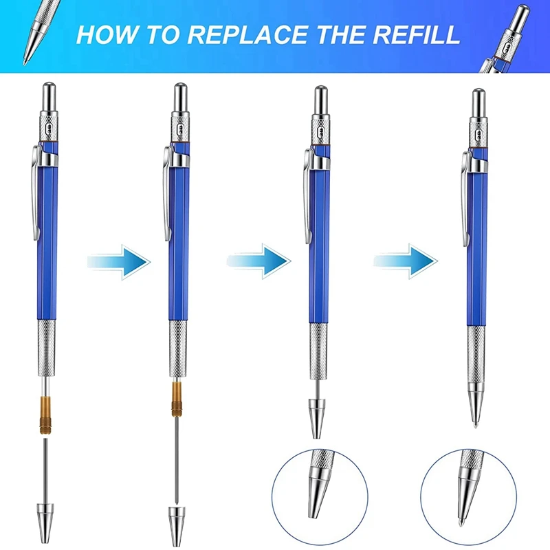 4 Pcs 줄무늬 용접기 연필 48 Pcs 2Mm 리필 숫돌 목수 연필 내장 기계 연필