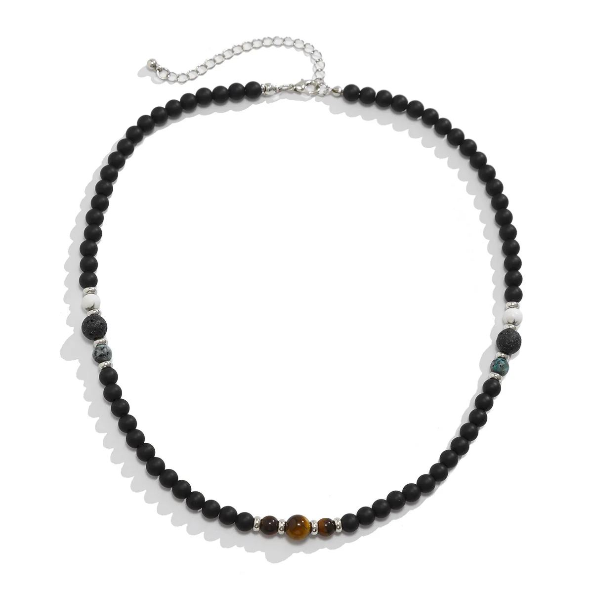 Retro Naturstein-Perlenkette Einfache Hip-Hop-Herrenkette Modischer Bohemian-Schmuck Modeaccessoires Geschenke – Detail 5