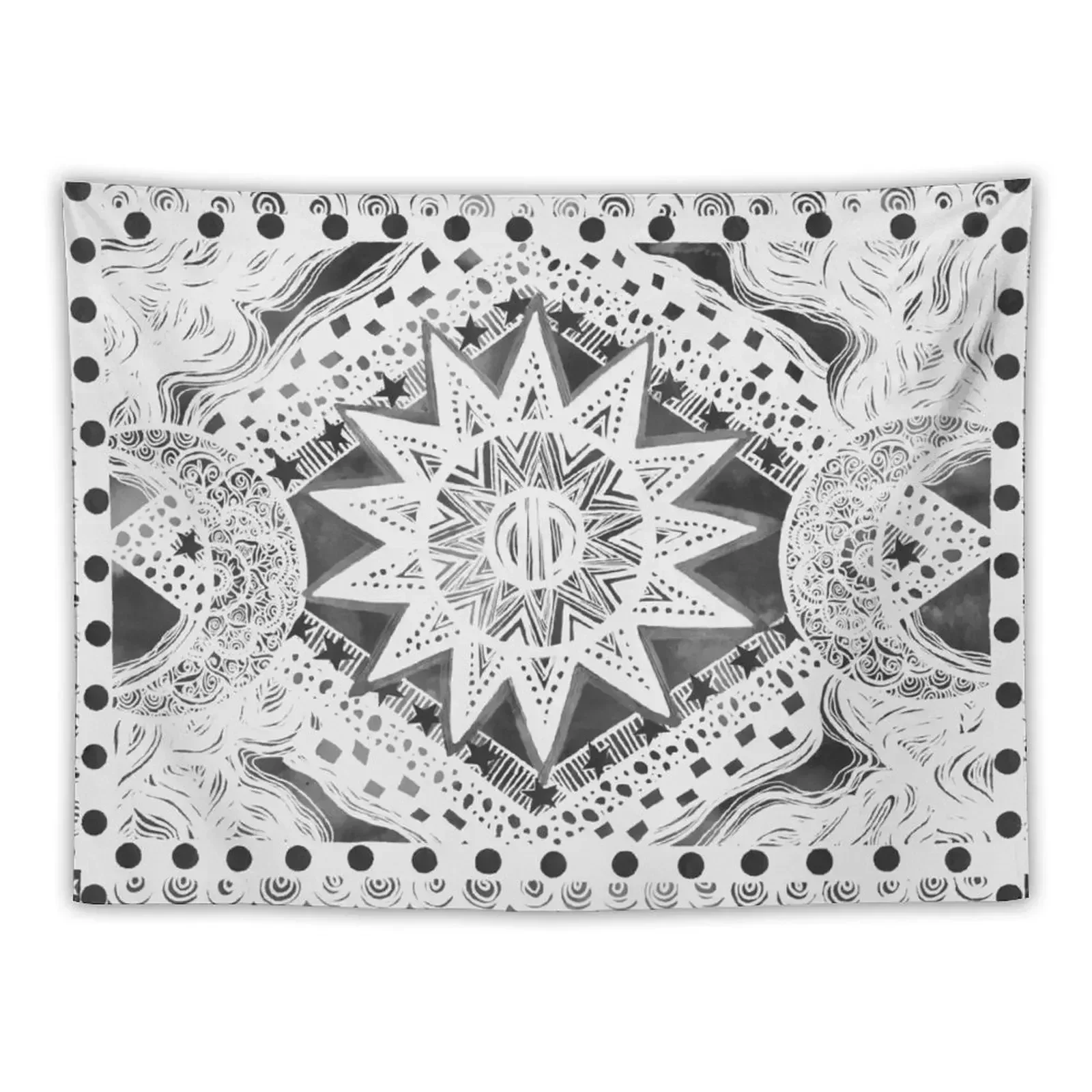 Black Light Sun Moon and Stars: faded Tapestry Wall Decor Wall Decor Hanging Bedroom Decorations On The Wall Tapestry