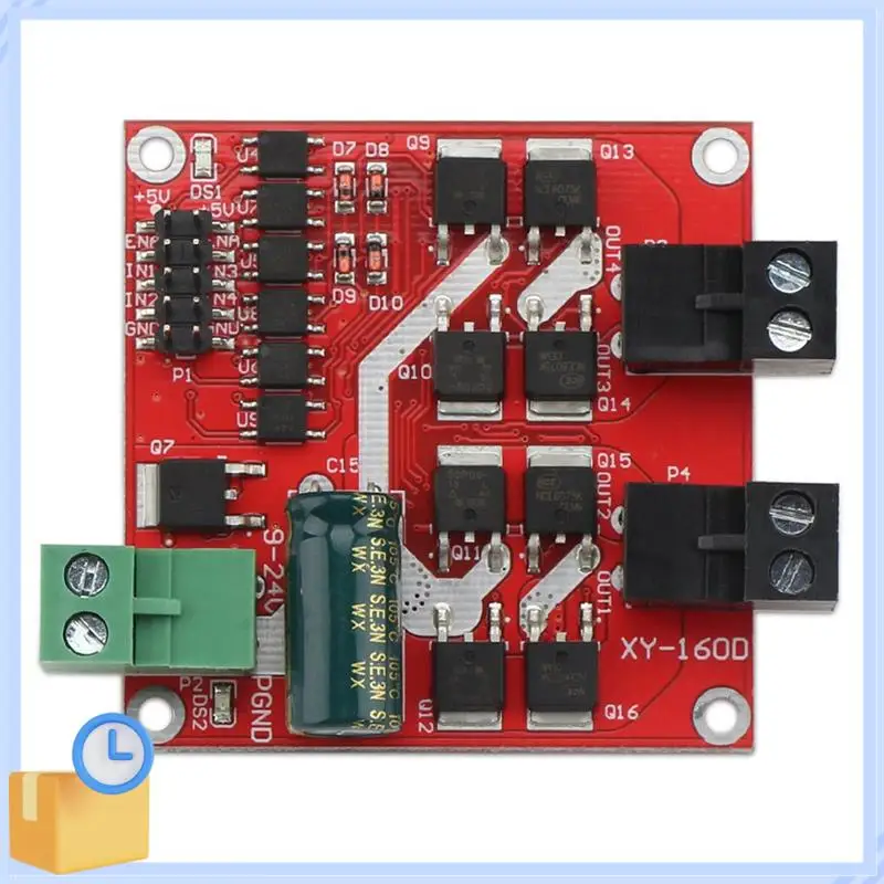 Популярный 1 шт. красный 7A 160 Вт 12 В 24 В двухканальный модуль драйвера двигателя постоянного тока H Bridge L298 Оптопара управления логическим ШИМ-приводом