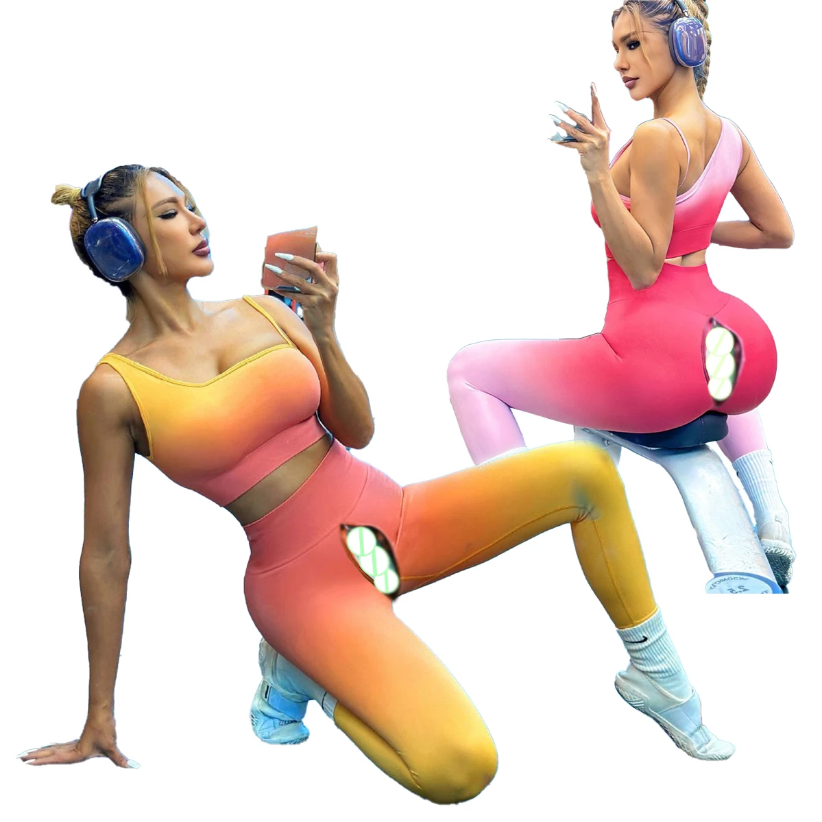 

Outdoor Sex Open Crotch Seamless Leggings Female Peach Hip Push Up Sports High Waist Yoga Pants Women Erotic Sexy Gym Leggins