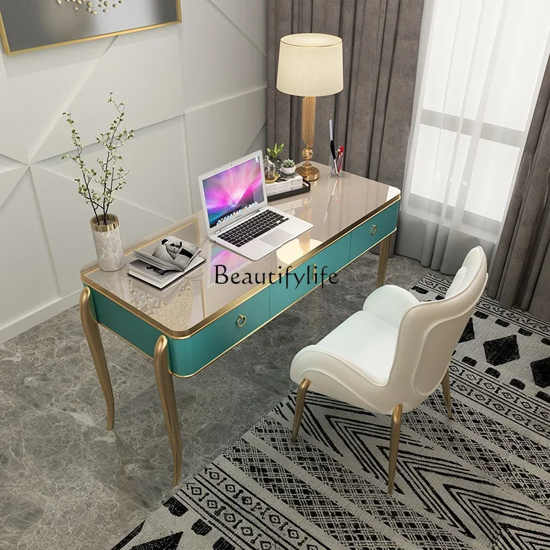 

FG10Light luxury desk and chair post-modern simple home office desk solid wood paint American desk and chair