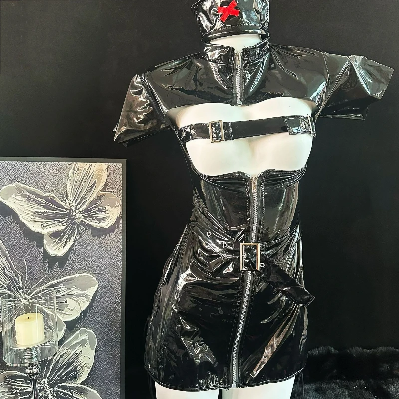 Sexy bodysuits bondage cosplay apertado adulto enfermeira traje vestido sexy role play uniforme halloween cosplay outfit camisola