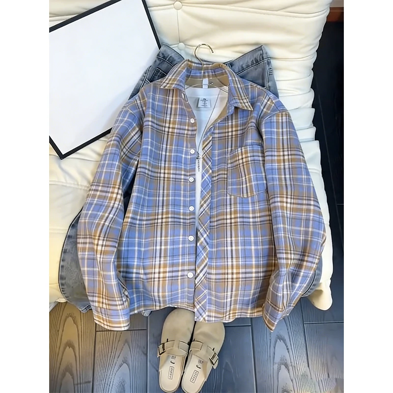 

Мужская верхняя одежда в стиле ретро в американском клетку Fce Lined Long Sve irt Cleanfit, повседневная молодежная зимняя одежда свободного кроя