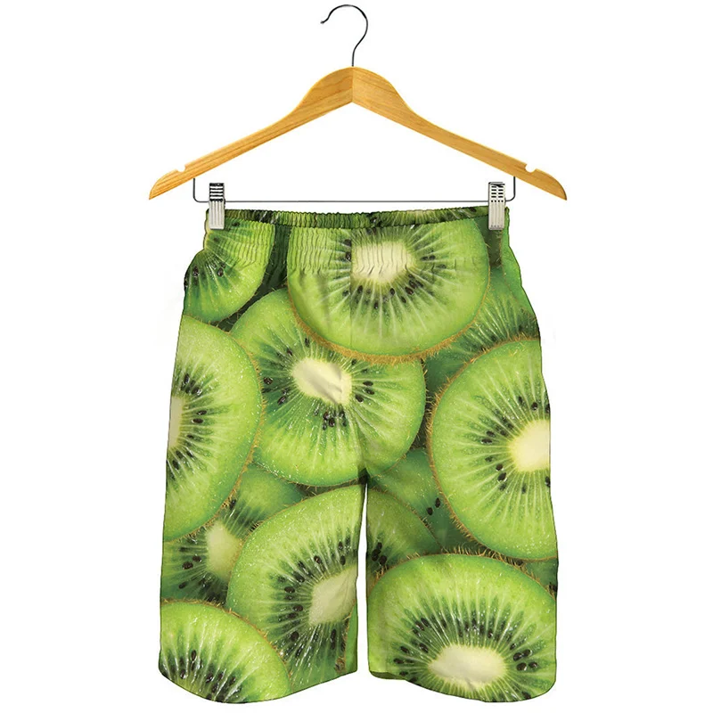 

Fashion Kiwi 3D Printed Beach Shorts Men Kids Cartoon Fruits Pattern Swimming Trunks Summer Vacation Loose Surf Board Shorts