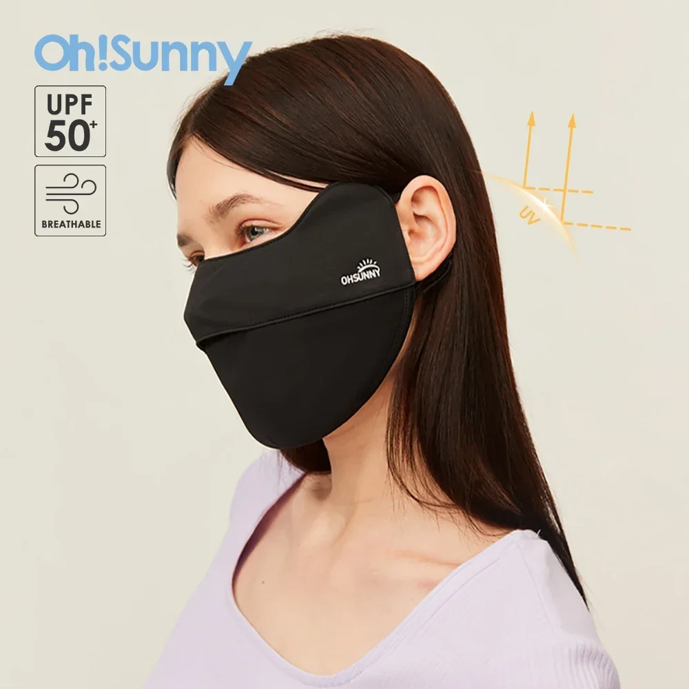 OhSunny New Face Cover Summer Outdoor Anti-UV Sun Protection Quick Dry Open Nose Breathable Cooling Fabric Solid Color Masks