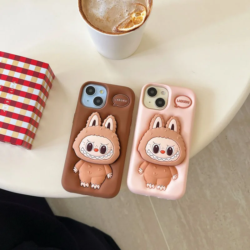 Kawaii Labubu Phone Case Holder Anti Slip Anti Fall Protective Cover Cute Cartoon Suitable For Iphone15promax Iphone13pro 14pro image 5