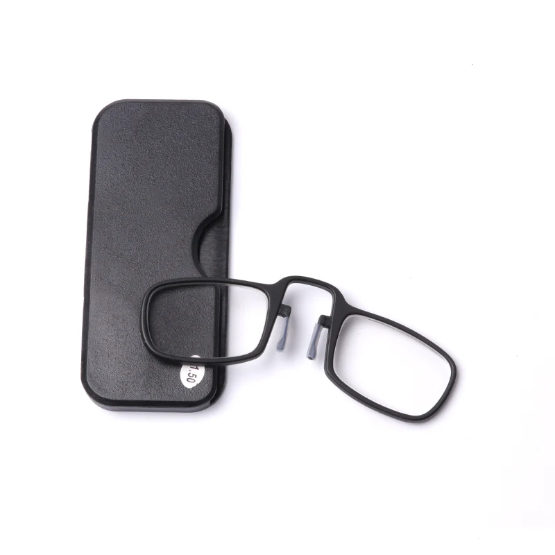 Mini Armless Reading Glasses Clip on Nose for Men Women  Thin Compact Readers With  Case Eyewear +1.5 2.0 2.5