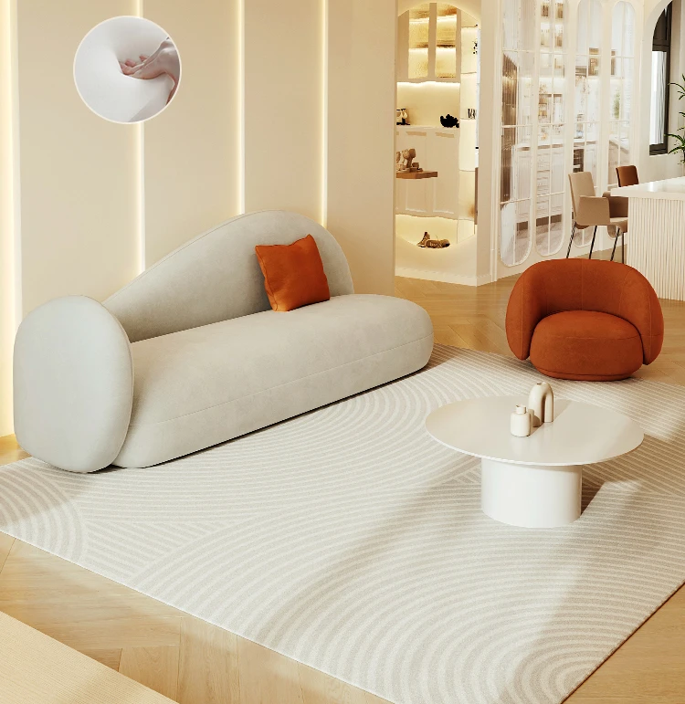 Cream wind arc shaped shaped cat scratch cloth sofa small apartment simple modern lounge area casual reception technology fabric