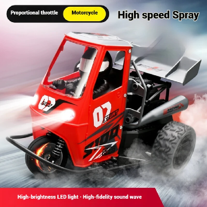 Nuovo veicolo telecomandato Rc Dodo ad alta velocità moto a tre ruote scala completa spruzzo leggero deriva auto giocattolo ricaricabile per bambini