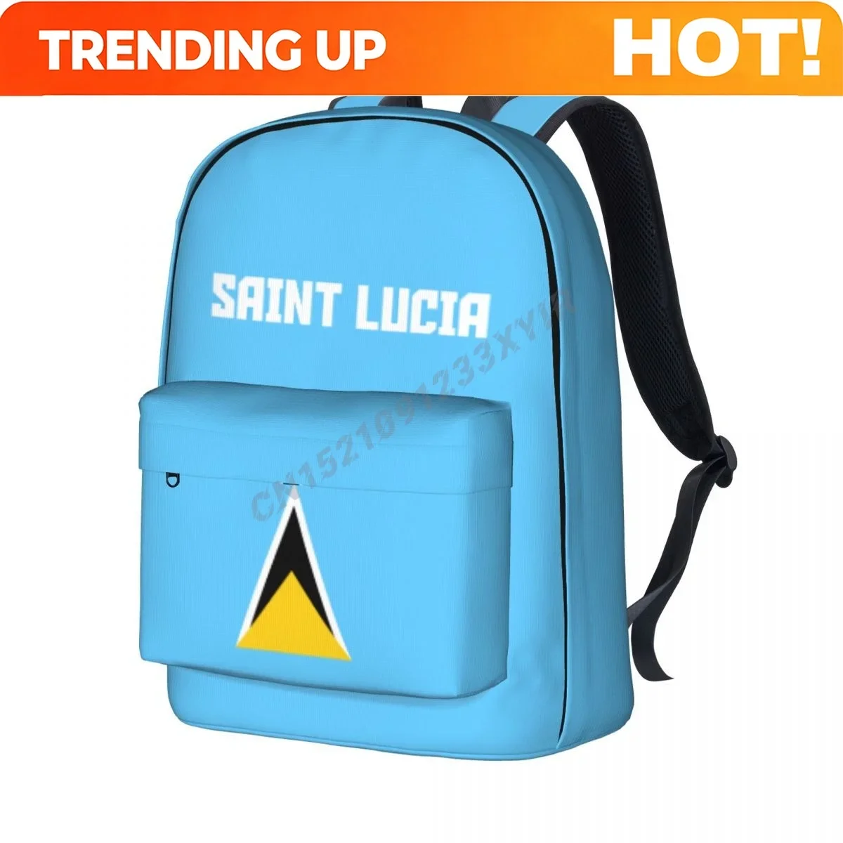 Custom Bag Unisex Backpack Saint Lucia Flag Stitch Schoolbag Messenger Bag Case Laptop Travel Bag Mochila Gift