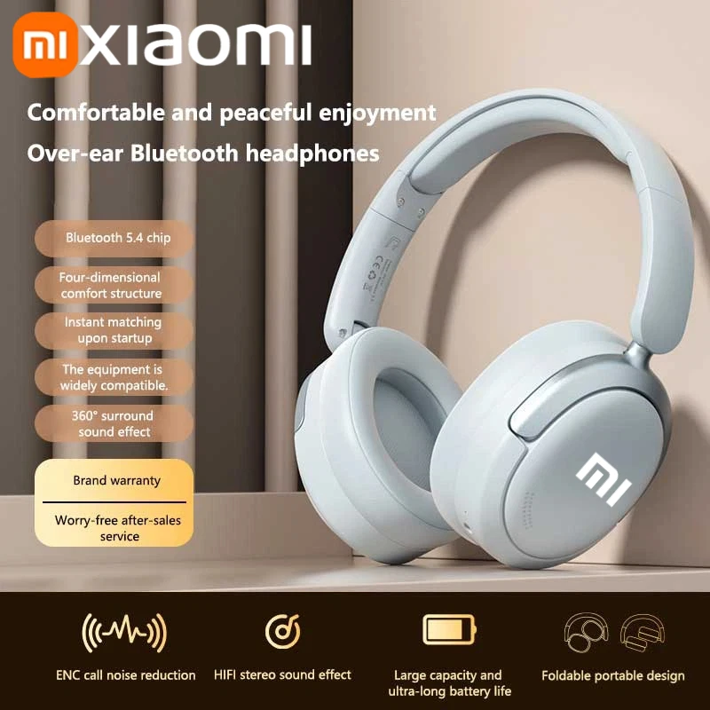 سماعات رأس لاسلكية من Xiaomi مزودة بتقنية البلوتوث 5.3 سماعة أذن أصلية ستيريو HIFI سماعات أذن للعبة مع ميكروفون لهاتف آيفون وسامسونج