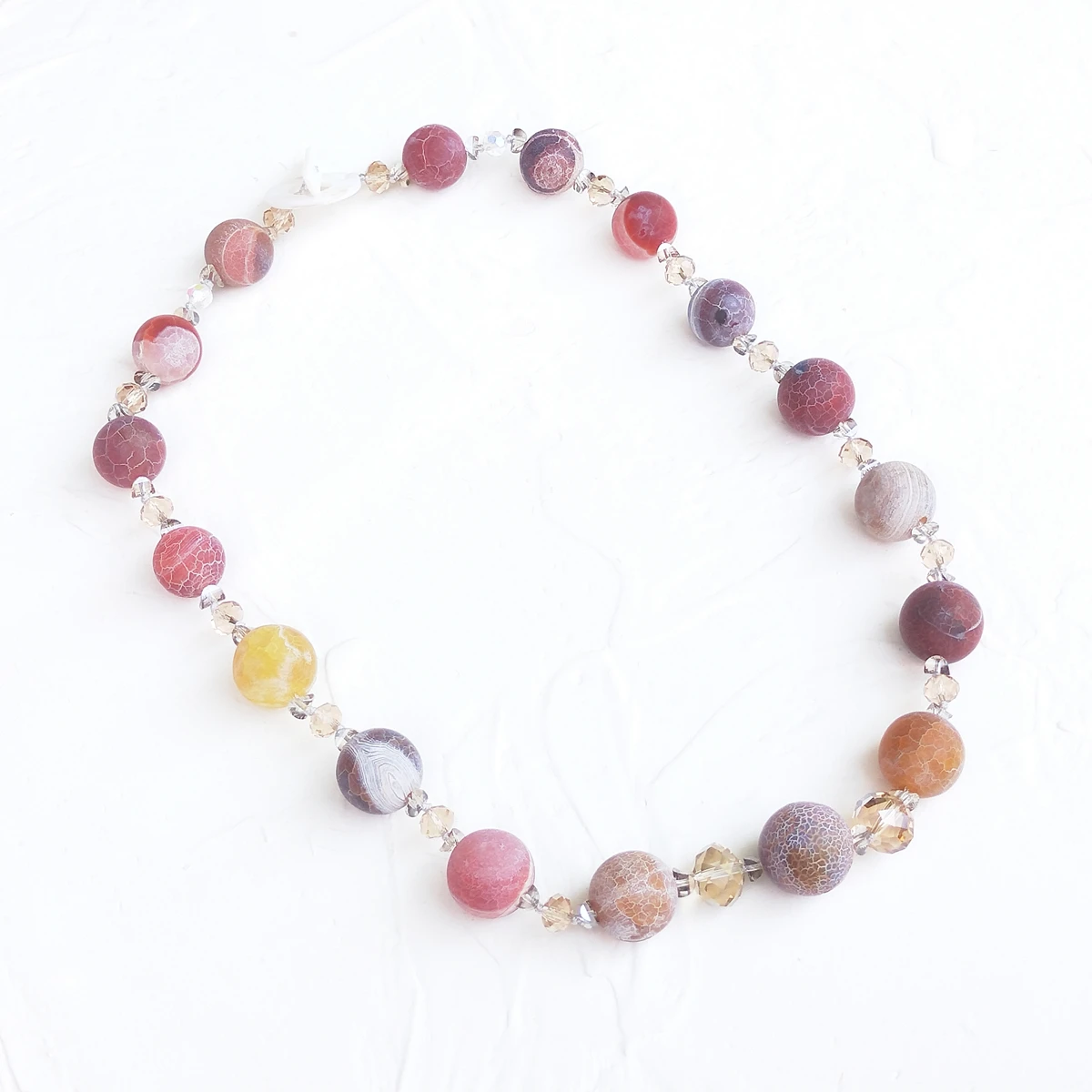 Lii Ji Real Stone Brown Yellow Agate Gray Crystal Necklace 59cm Stock Sale Women Jewelry Gif