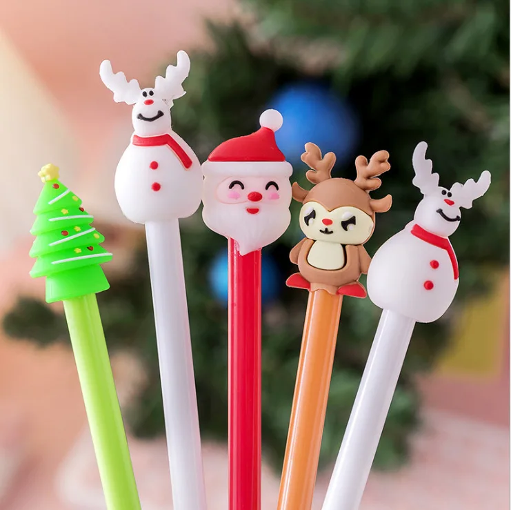 Creative Christmas reindeer pine creative gel pen student stationery gel pen gift Black Signature Pen Glass pen