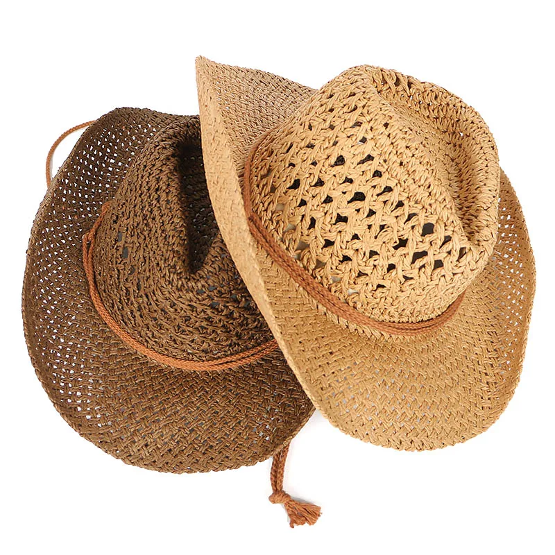 Summer Sun Hat Men Women 2024 Vintage Western Chapeau Cowgirl Cowboy Hat Outdoor Beach jeans Sunhat Straw Caps