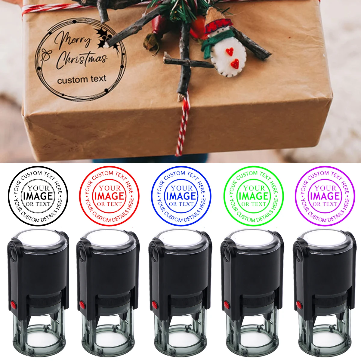 Personalisierter Selbstfärbender Stempel Benutzerdefinierter Text Runder Logo-Design-Stempel für Büro Geschäft Inventarstempel Größe 25/30/40/50mm