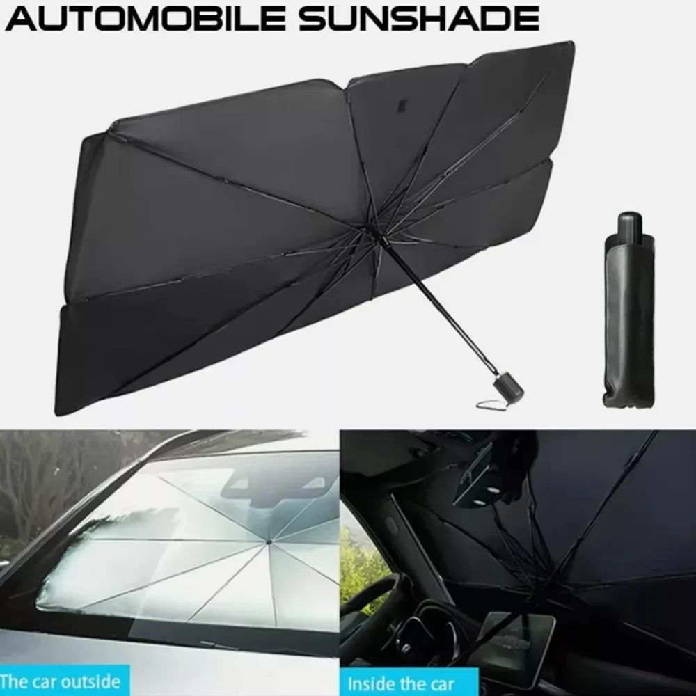Car Sunshade Umbrella-style Front Glass Sunshade Sunscreen Heat Insulation Cloth Car Windshield Sunshade Car Umbrella Shade image 2