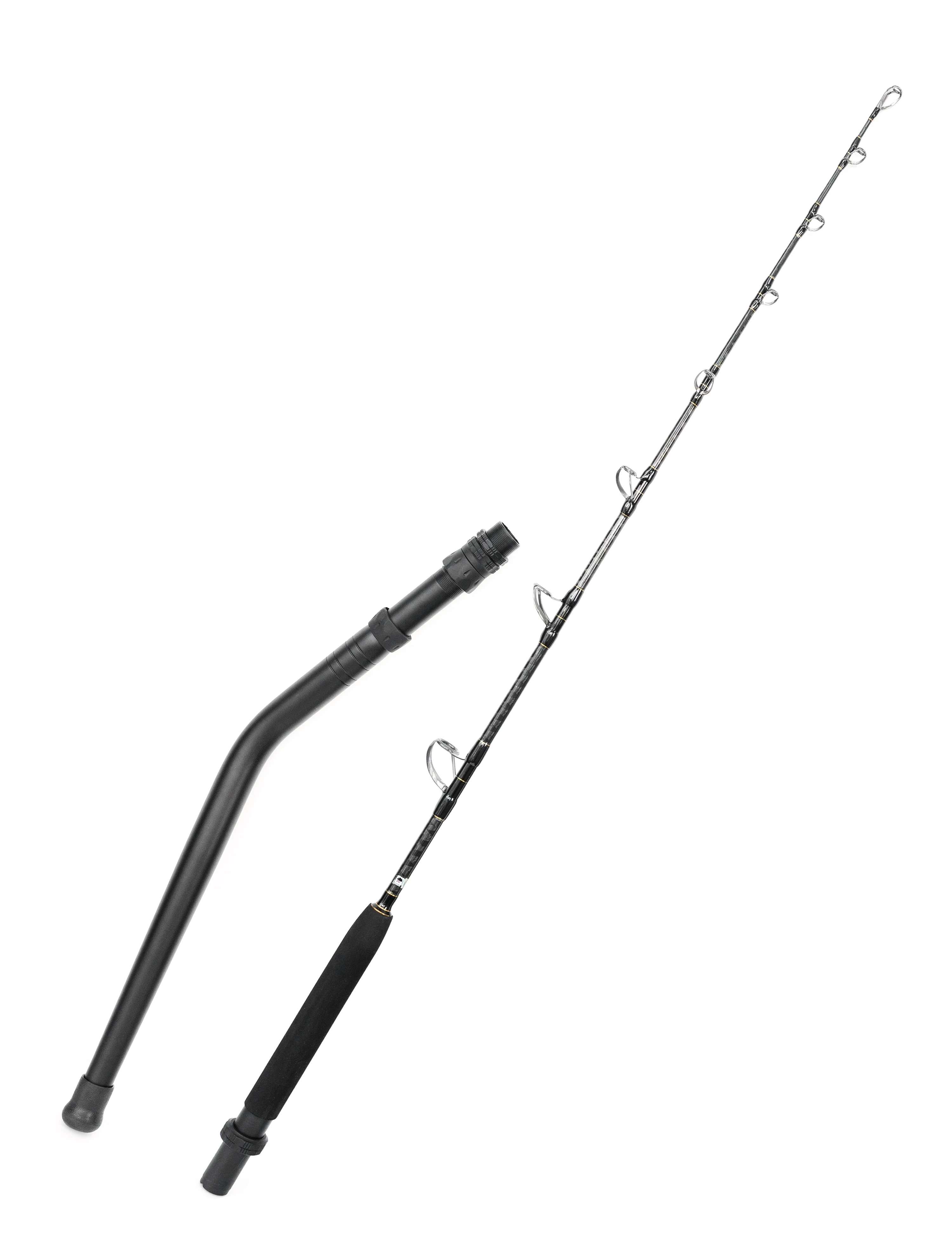 

Spiral Wrap Extreme Trolling Rod 50lb 80lb Lightweight Carbon Fiber Fishing Rod With Fuji Guides Bent Butt Handle