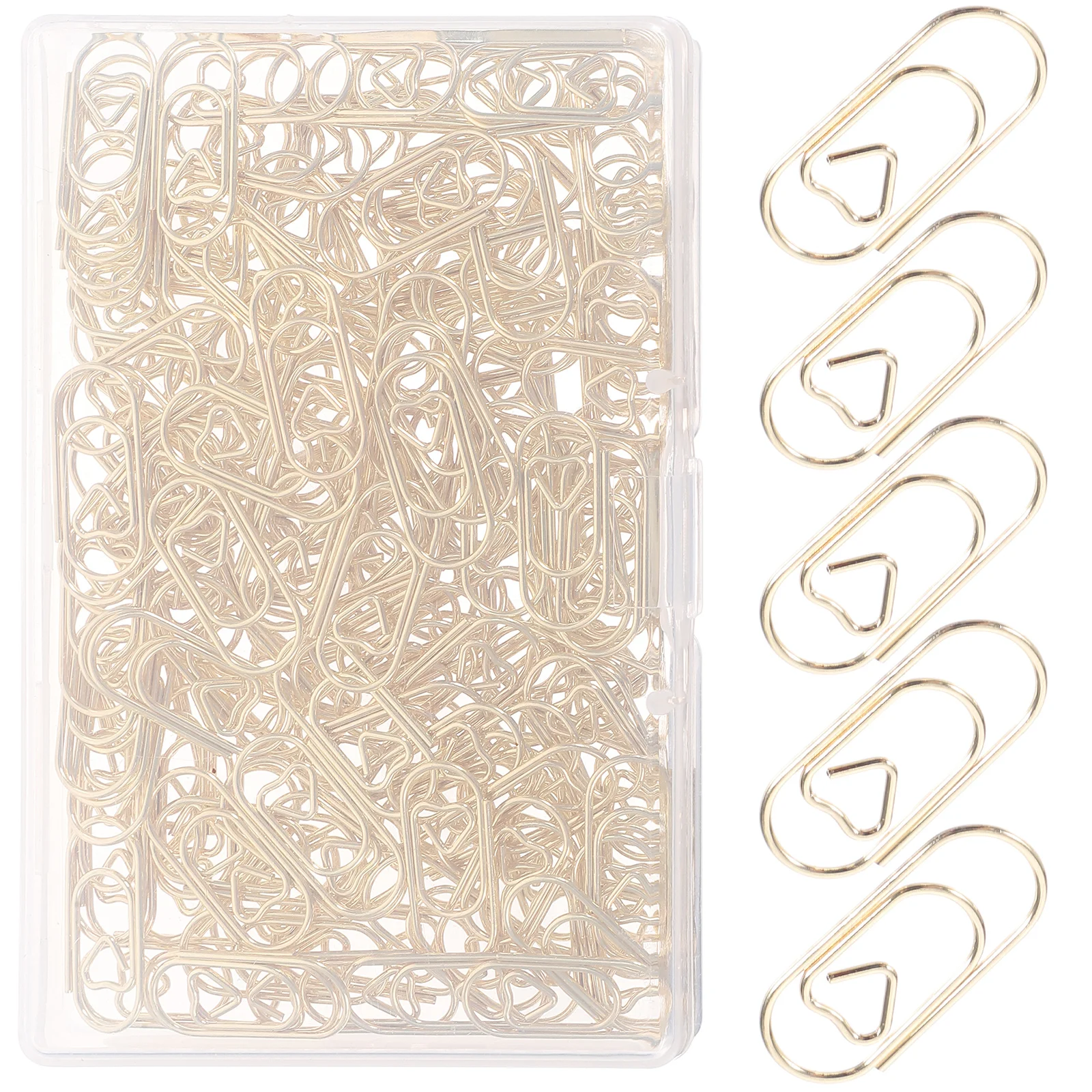 

150 Pcs Heart Shaped Paper Clips Mini Metal 20mm Golden Cute Creative Office Supplies Document Organizer Gifts