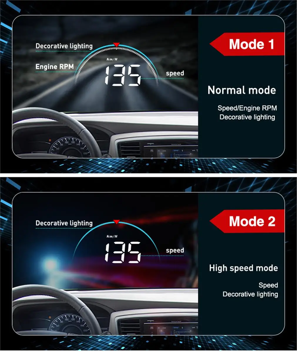 M8 Auto HUD Head-Up-Display OBD2 Geschwindigkeitswarnung Auto Elektronische Wassertemperatur LED Digital-Projektor Windschutzscheibe – Detail 7