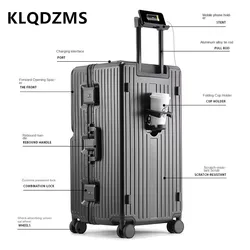 KLQDZMS Laptop Suitcase Front Opening Aluminum Frame Large Capacity Trolley Case 26