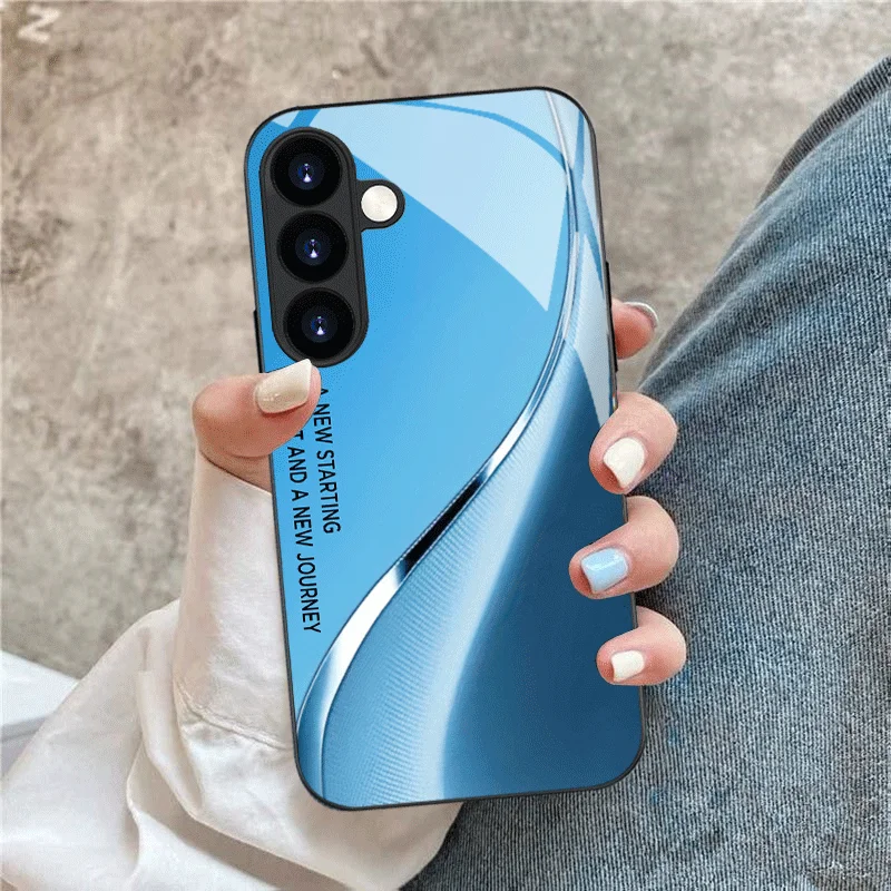 Simplified design tempered glass phone case suitable for Samsung GalaxyS26 S25 S24 S23 S22 S20FE/Ultra/Plus anti drop back cover