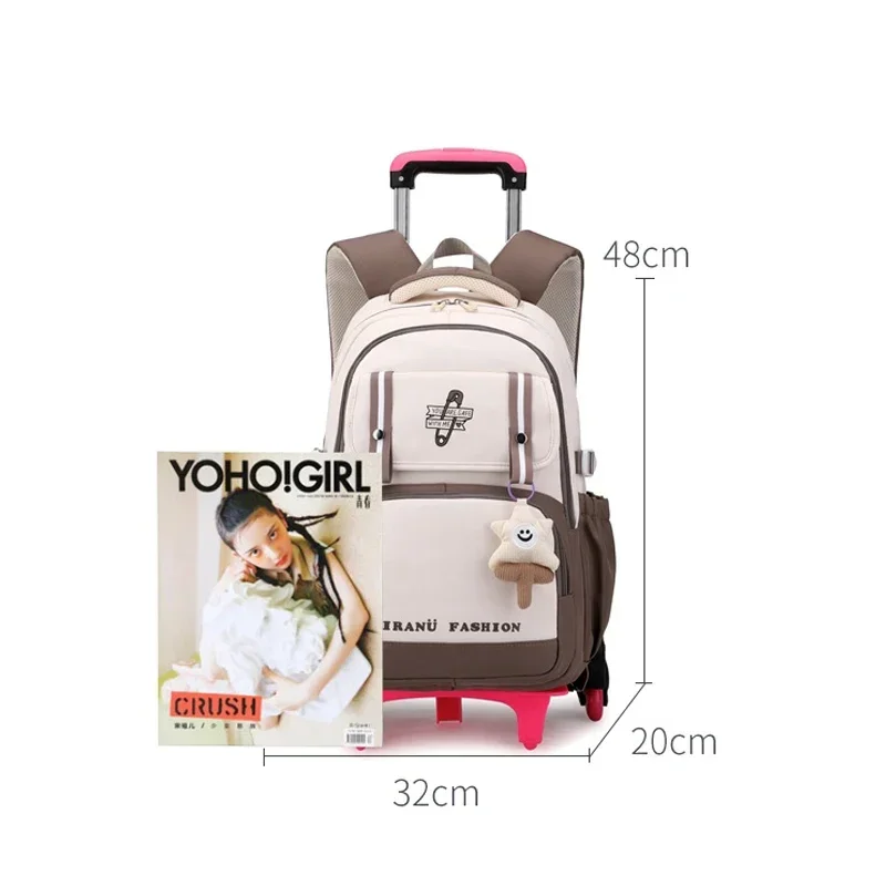 Kids School Backpack with Wheels Rolling Backpack for Girls Student Wheeled Backpack Trolley School Bag Travel Trolley Luggage